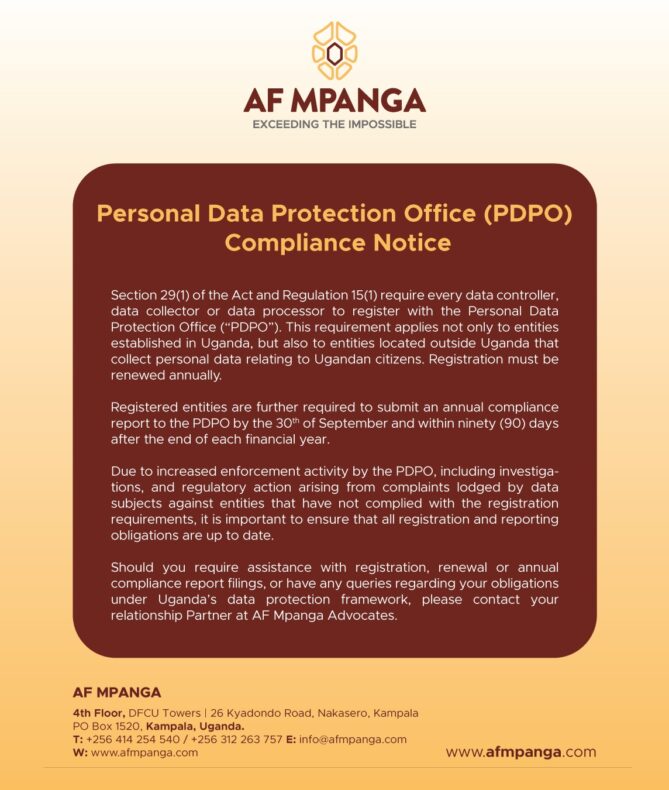 Compliance with Registration and Annual Compliance Report under the Data Protection and Privacy Act, Cap 97.